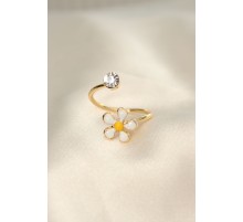 Papatya Tasarımlı Zirkon Taşlı Ayarlanabilir Yüzük - TJ-BYK2231
