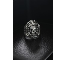 Ayarlanabilir Örümcek Ağında Kurukafa Figürlü Erkek Yüzük - TJ-EY514