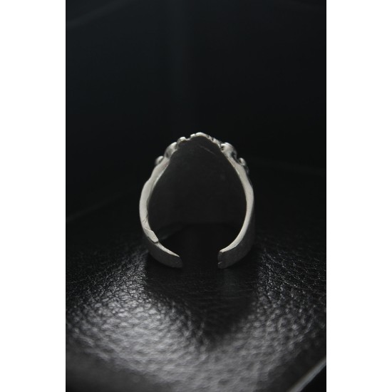 Ayarlanabilir Örümcek Ağında Kurukafa Figürlü Erkek Yüzük - TJ-EY514