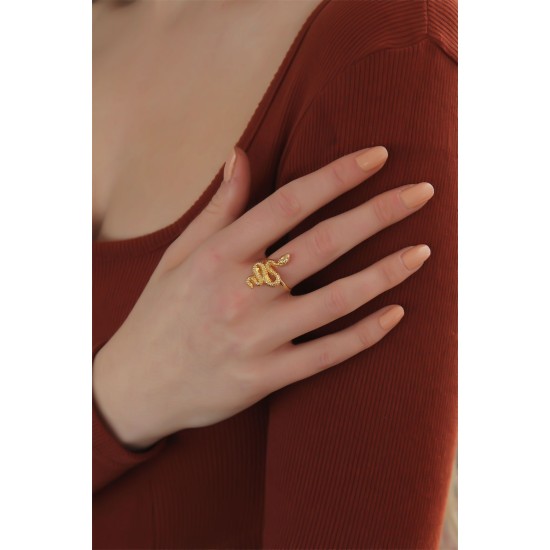 Ayarlanabilir Altın Renk Yılan Yüzük - TJ-BYK2255