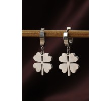 316L Çelik Gümüş Renk Yonca Küpe - TJ-BKP6328