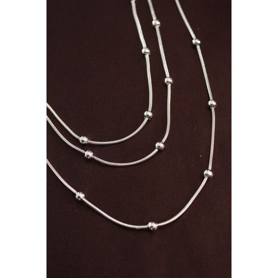 316L Çelik Gümüş Renk Minimal Topçuk Model Çoklu Kolye - TJ-BKO6332