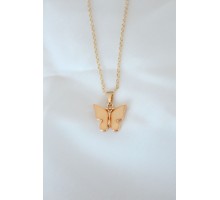 Gold Kaplama Sarı Renk Sedefli Kelebek Kolye - TJ-BKO6439