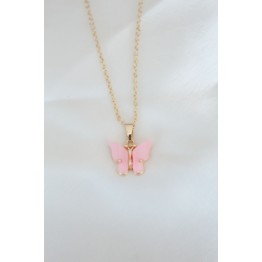 Gold Kaplama Pembe Sedefli Kelebek Kolye TJ-BKO6440