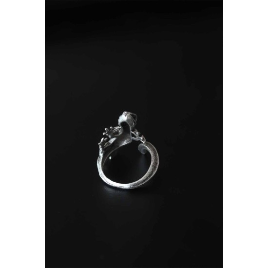 Kertenkele Figür Antik Gümüş Renk Ayarlanabilir Erkek Yüzük - TJ-EY528