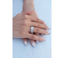 Zirkon Taşlı Gümüş Renk Baget Kadın Yüzük - TJ-BYK2341