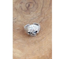 Kuru Kafa Desen Ayarlanabilir Gümüş Renk Erkek Yüzük - TJ-EY541