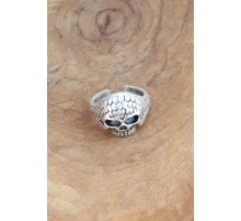 Kuru Kafa Desen Ayarlanabilir Gümüş Renk Erkek Yüzük - TJ-EY541