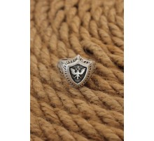 Antik Gümüş Renk Selçuklu Kartalı Ayarlanabilir Erkek Yüzük - TJ-EY583