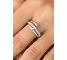 Gümüş Renk Taşlı Çivi Ayarlanabilir Kadın Yüzük - TJ-BYK2407