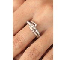 Gümüş Renk Taşlı Çivi Ayarlanabilir Kadın Yüzük - TJ-BYK2407