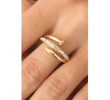 Gold Renk Taşlı Çivi Ayarlanabilir Kadın Yüzük - TJ-BYK2408