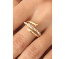 Gold Renk Taşlı Çivi Ayarlanabilir Kadın Yüzük - TJ-BYK2408