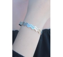 316L Kararmaz Çelik Gümüş Renk Dalga Model Kelepçe Kadın Bileklik - TJ-BB4636