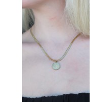 316L Kararmaz Çelik Gold Renk İtalyan Zincirli Kutup Yıldızı Plaka Kadın Kolye - TJ-BKO6736