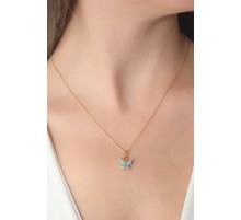 Gold Renk Su Yeşili Kelebek Figür Kadın Kolye - TJ-BKO6813