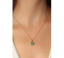 Gold Yeşil Renk Kelebek Figür Kadın Kolye - TJ-BKO6815
