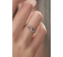 Gümüş Renk Sonsuzluk Kalp Ritmi Model Zirkon Taşlı Kadın Yüzük - TJ-BYK2420