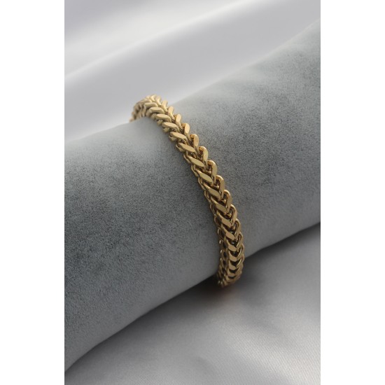 Çelik Gold Renk Kalın Zincir Model Kadın Bileklik - TJ-BB4693