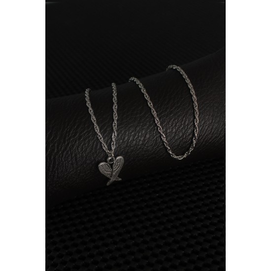 Gümüş Renk Kanat Figür Erkek Kolye - TJ-ERK1242