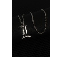 Gümüş Renk L Harf Erkek Kolye - TJ-ERK1244