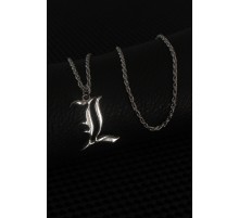 Gümüş Renk L Harf Erkek Kolye - TJ-ERK1244