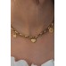 Çelik Gold Renk Kalın Zincir Model Kalp Figür Kadın Kolye - TJ-BKO6898