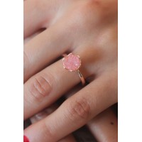 Pembe Lotus Çiçek Figür Gold Renk Kadın Yüzük TJ-BYK2485