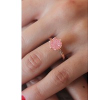 Pembe Lotus Çiçek Figür Gold Renk Kadın Yüzük - TJ-BYK2485