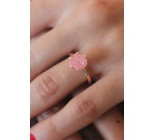 Pembe Lotus Çiçek Figür Gold Renk Kadın Yüzük TJ-BYK2485