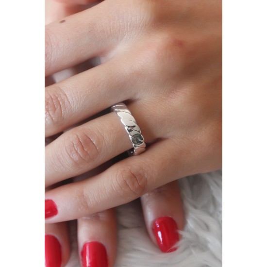 Gümüş Renk Sarmal Model Kadın Yüzük - TJ-BYK2495