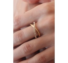 Gold Renk Zirkon Taşlı Kadın Yüzük - TJ-BYK2507