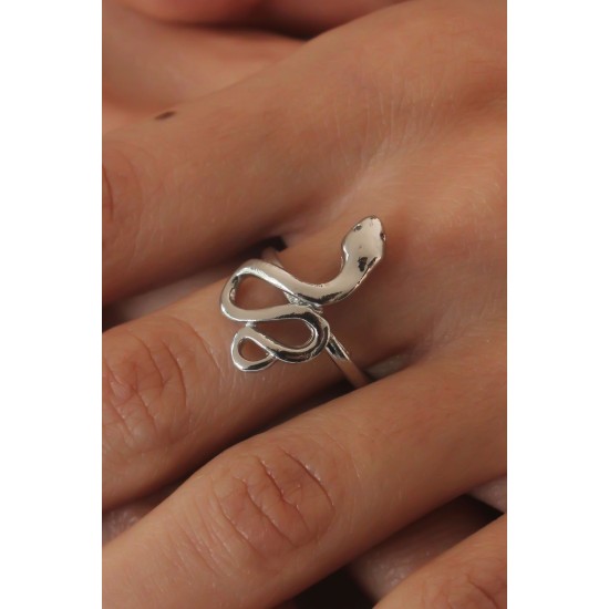 Gümüş Renk Yılan Model Kadın Yüzük - TJ-BYK2527
