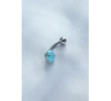 316L Cerrahi Çelik Mavi Taşlı Göbek Piercing - TJ-PR1103