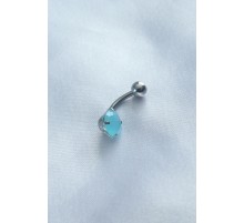316L Cerrahi Çelik Mavi Taşlı Göbek Piercing - TJ-PR1103