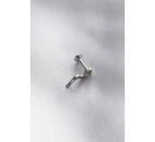 316L Cerrahi Çelik 6 mm Gümüş Renk Yılan Tragus Piercing - TJ-PR1177