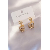 Çelik Gold Renk Tifanny Zincir Model Kadın Küpe TJ-BKP6933