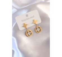 Çelik Gold Renk Yonca Model Kadın Küpe - TJ-BKP6945