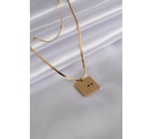316L Çelik Gold Renk İtalyan Zincir 'You & Me' İşleme Kadın Kolye - TJ-BKO6980