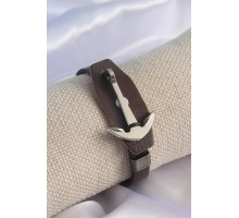 Kahverengi Deri Model Gümüş Renk Çapa Figür Erkek Bileklik - TJ-EB3573