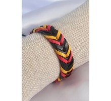 Sarı Kırmızı Siyah Renk Deri İpli Erkek Bileklik - TJ-EB3585