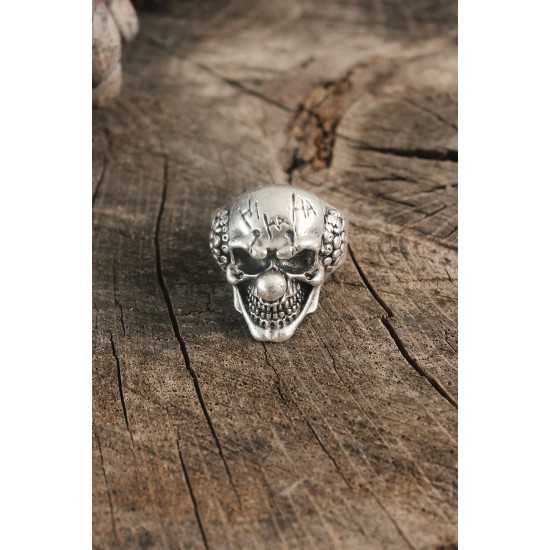 Antik Gümüş Renk Palyaço Model Ayarlanabilir Erkek Yüzük - TJ-EY595