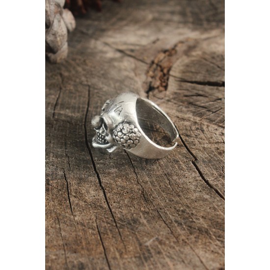 Antik Gümüş Renk Palyaço Model Ayarlanabilir Erkek Yüzük - TJ-EY595