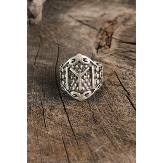 Antik Gümüş Renk IYI İşleme Ayarlanabilir Erkek Yüzük - TJ-EY602