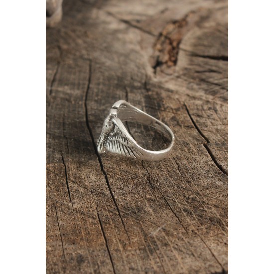 Antik Gümüş Renk Horus Model Ayarlanabilir Erkek Yüzük - TJ-EY610