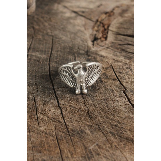 Antik Gümüş Renk Horus Model Ayarlanabilir Erkek Yüzük - TJ-EY610