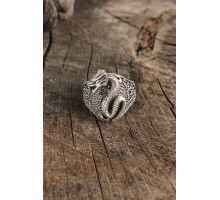 Antik Gümüş Renk Ejderha Motif Ayarlanabilir Erkek Yüzük - TJ-EY611