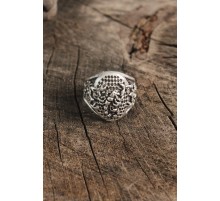 Antik Gümüş Renk Akrep İşleme Ayarlanabilir Erkek Yüzük - TJ-EY612