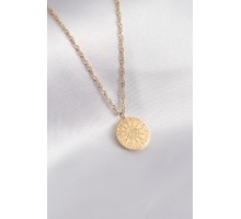 316L Çelik Gold Renk Burçlar İşleme Kadın Kolye - TJ-BKO7016