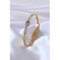 316L Çelik Gold Renk Yılan Model Zirkon Taş Detay Kadın Kelepçe TJ-BB5054